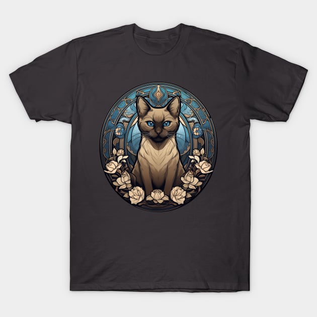 Siamese Cat Art Nouveau T-Shirt by Suztv